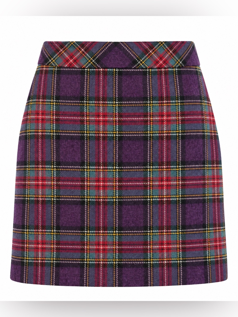 L.L. Bean Wool Plaid Skirt Purple Red Yellow Tartan size 16